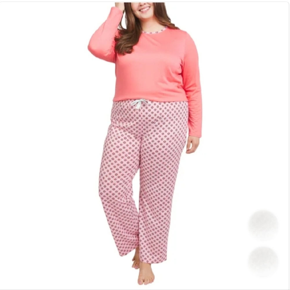 NWT Lands' End Women's 2pc Knit Pajama Set Pink Size XXL